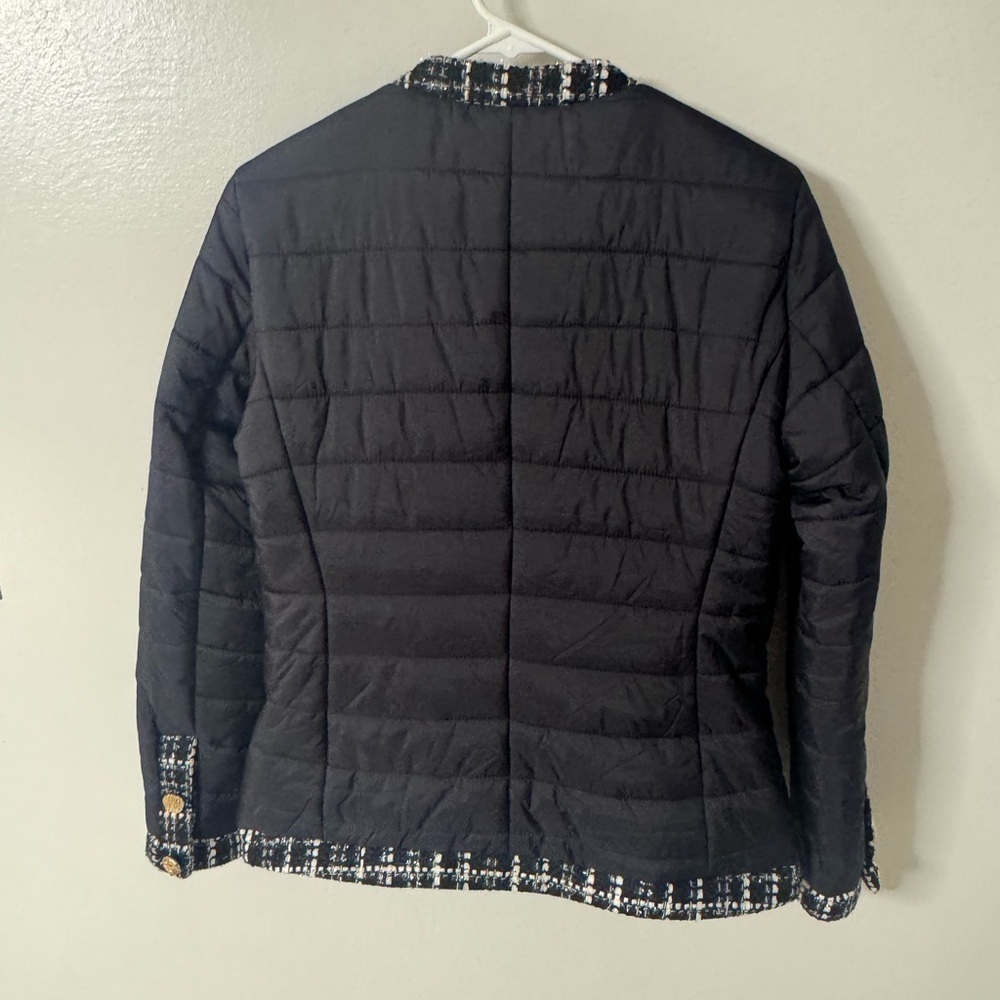 Anne Klein Womens Tweed Trim Outerwear Quilted Coat - Picture 9 of 9